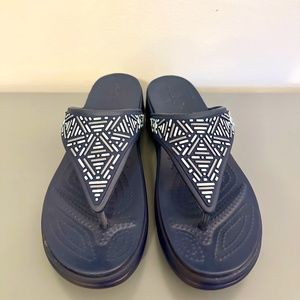 Crocs "Monterrey" Beaded Wedge Flip-Flop/Thong Sandal - Size 9